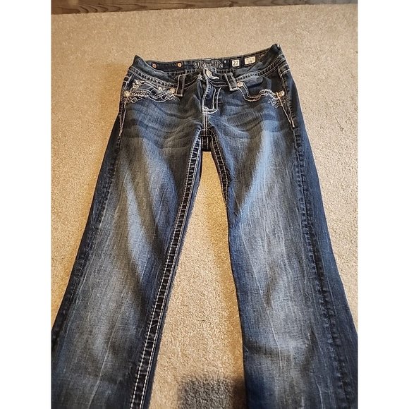 Miss Me Womens Signature Boot Jeans Size 27x31 Western Embellished Heavy Stitch - Picture 3 of 14